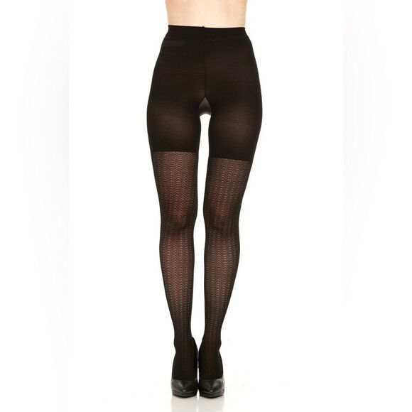 Assets by Spanx Wishbone Textured Black Shaping Tights Size 4 New - Picture 1 of 2